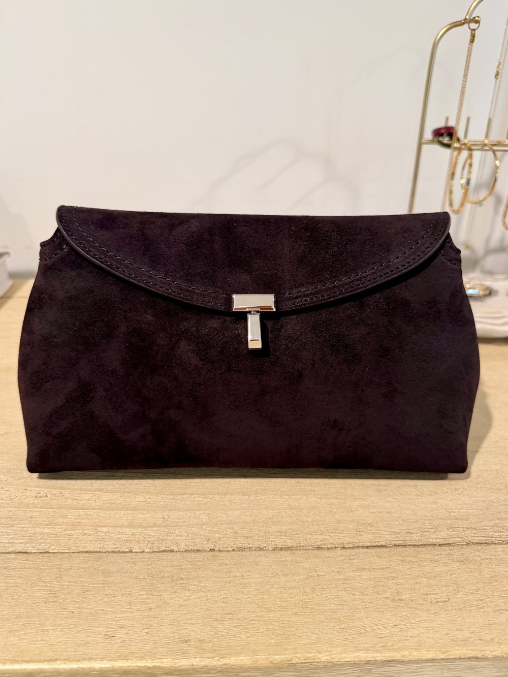 Toteme T-Lock Suede Satchel, Brown